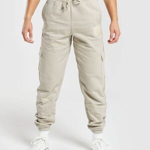 Casual Beige Cargo Joggers  Sweatshirt
